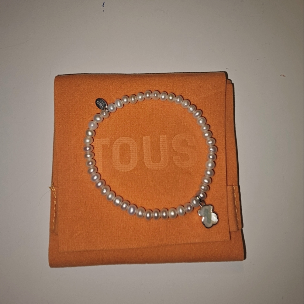 Tous Silver Mother Of Pearl Elastic Iconic Bracelet
